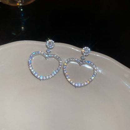 Heart Rhinestone Alloy Drop Earring