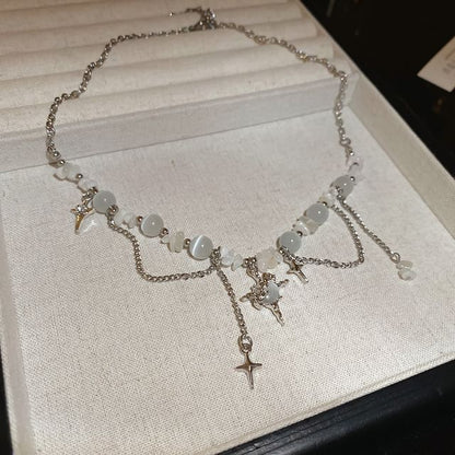 Gemstone Pendant Choker Star Designs) Alloy (Various Faux Bead