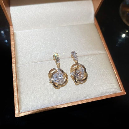 Alloy Drop Rhinestone Earring