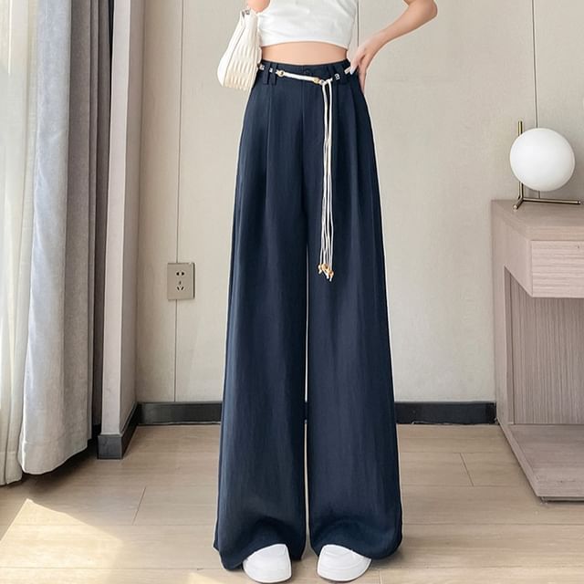 High Waist Plain Wide Leg Pants (Various Designs)