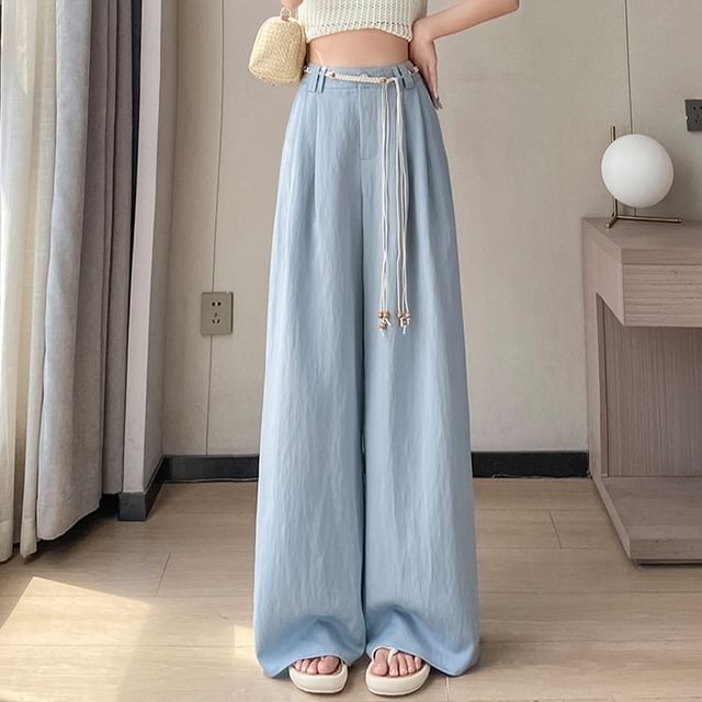 High Waist Plain Wide Leg Pants (Various Designs)