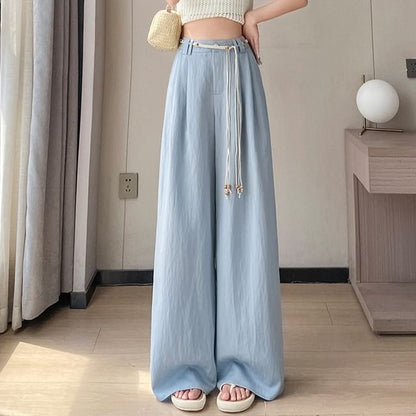 High Waist Plain Wide Leg Pants (Various Designs)