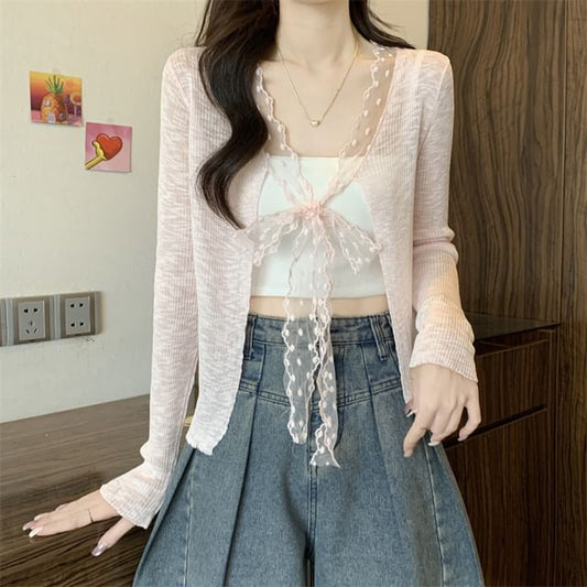 Open Front Plain Light Cardigan