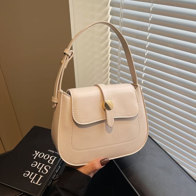 Plain Faux Leather Flap Crossbody Bag