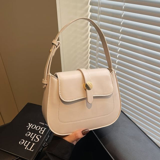 Plain Faux Leather Flap Crossbody Bag