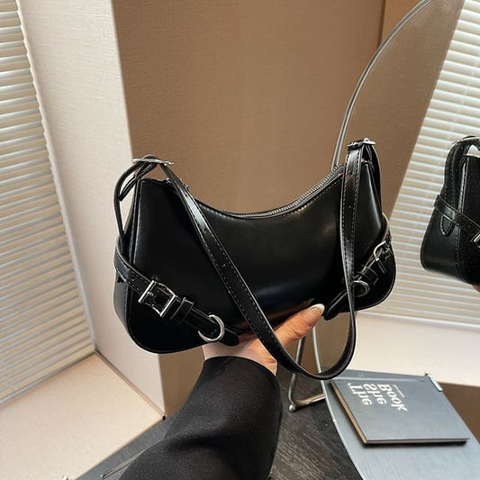 Plain Buckled Faux Leather Crossbody Bag