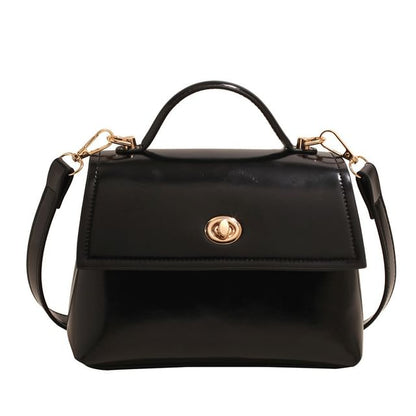 Top Handle Twist Lock Flap Faux Leather Crossbody Bag / Bag Charm / Set