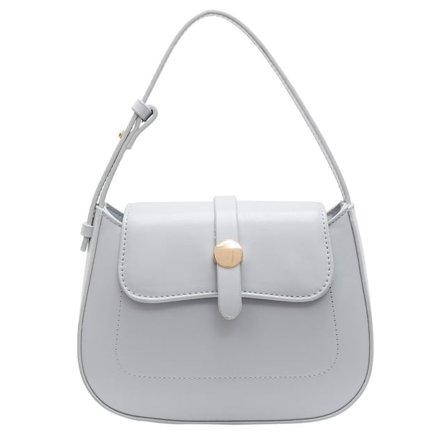 Plain Faux Leather Flap Crossbody Bag