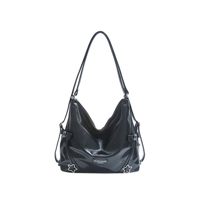 Bow Star Buckled Faux Leather Crossbody Bag