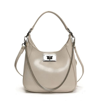 Top Handle Twist Lock Faux Leather Crossbody Bag