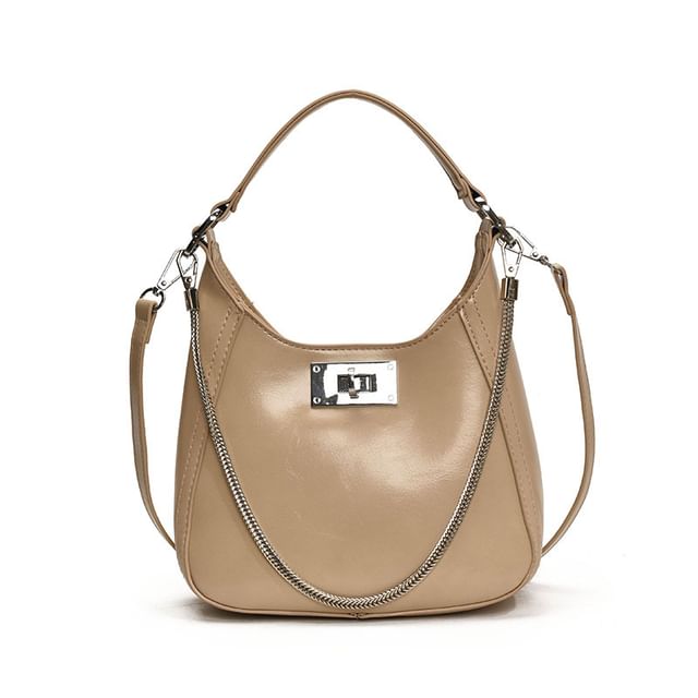 Top Handle Twist Lock Faux Leather Crossbody Bag