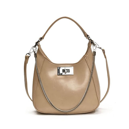 Top Handle Twist Lock Faux Leather Crossbody Bag