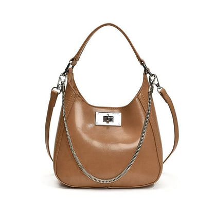 Top Handle Twist Lock Faux Leather Crossbody Bag