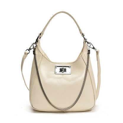Top Handle Twist Lock Faux Leather Crossbody Bag