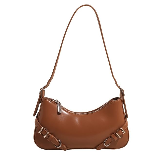 Plain Buckled Faux Leather Crossbody Bag