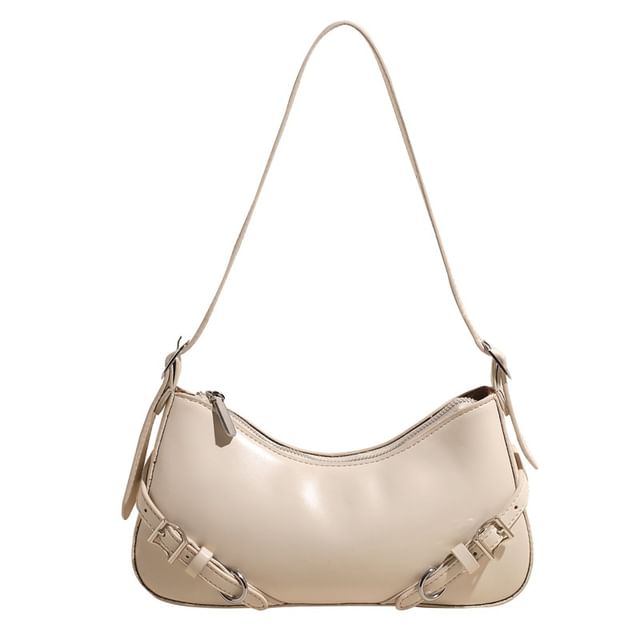 Plain Buckled Faux Leather Crossbody Bag