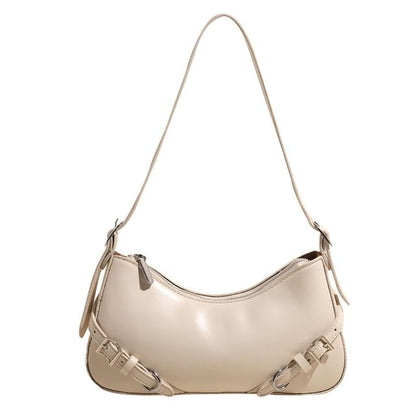 Plain Buckled Faux Leather Crossbody Bag