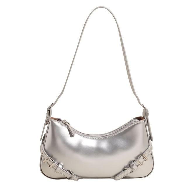 Plain Buckled Faux Leather Crossbody Bag