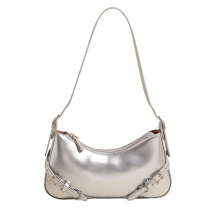 Plain Buckled Faux Leather Crossbody Bag