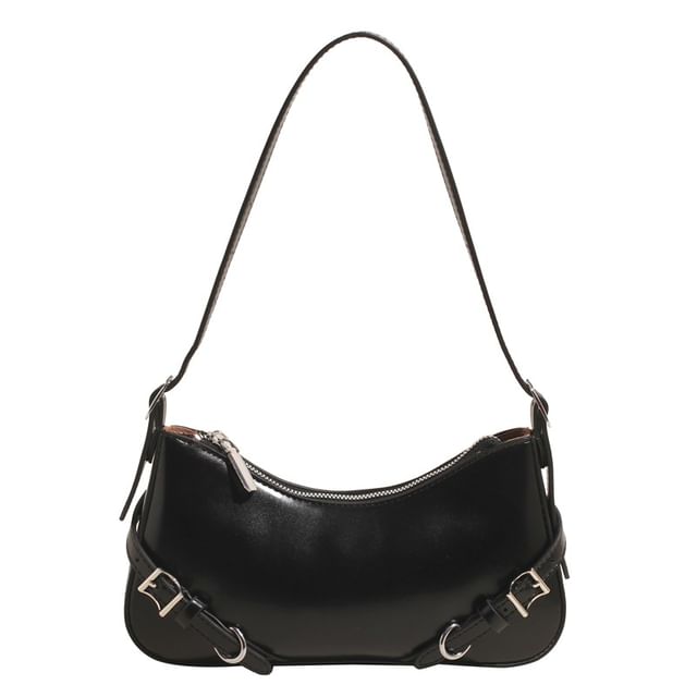 Plain Buckled Faux Leather Crossbody Bag