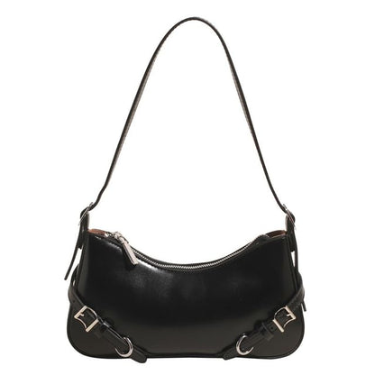 Plain Buckled Faux Leather Crossbody Bag