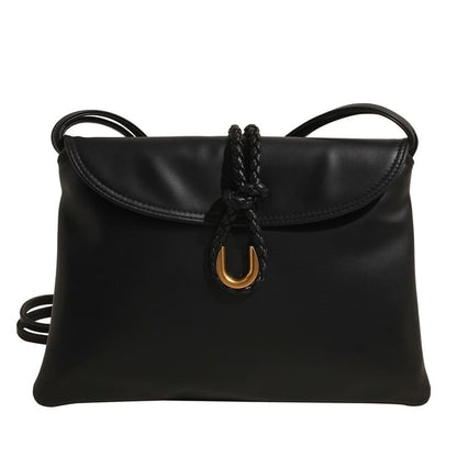 Plain Knot Faux Leather Flap Crossbody Bag