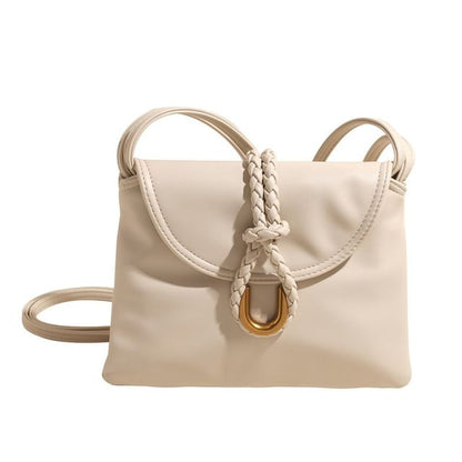 Plain Knot Faux Leather Flap Crossbody Bag