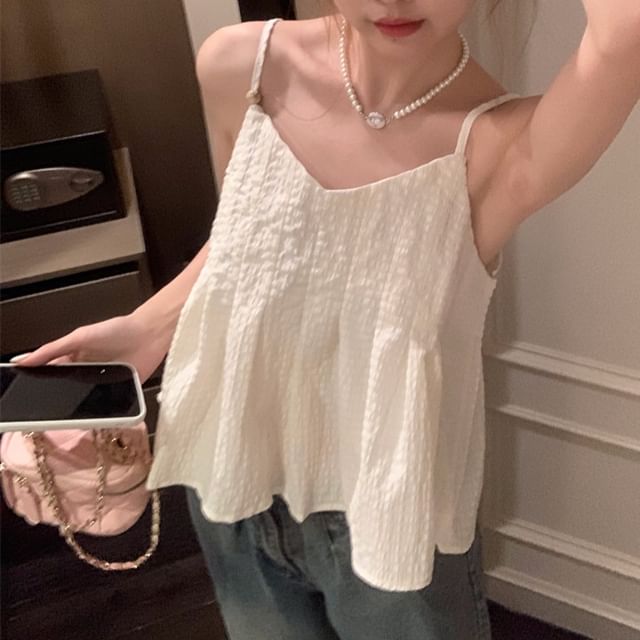 V-Neck Plain Flowy Crop Cami Top