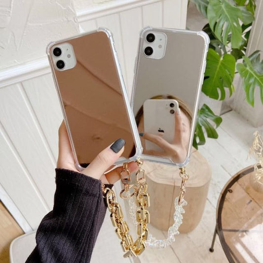 Mirrored Phone Case with Chain Strap