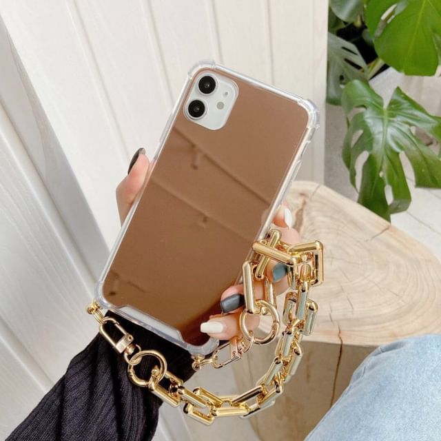 Mirrored Phone Case with Chain Strap