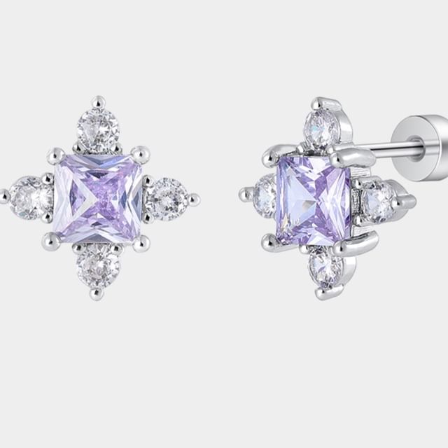 Rhinestone Alloy Barbell Earring Set