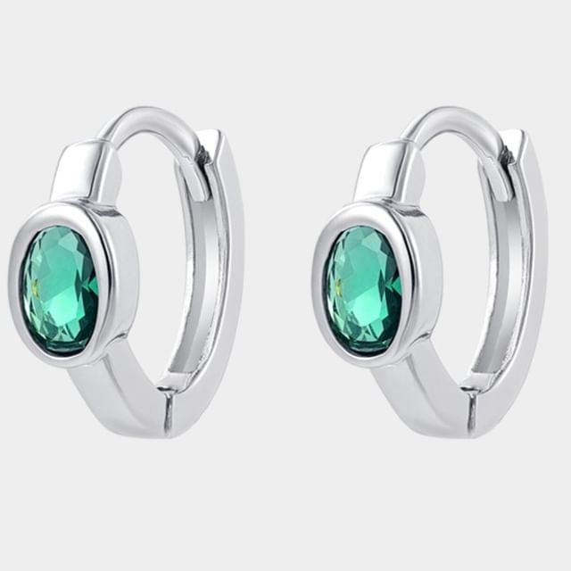 Rhinestone Huggie Earring Set - Alloy