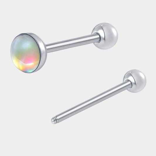 Alloy Faux Gemstone Barbell Earring