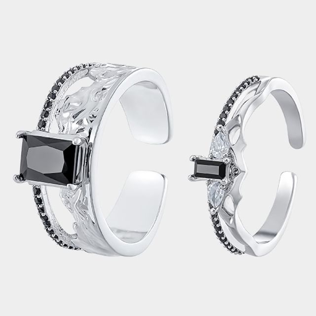 Open Rhinestone Cutout Alloy Ring