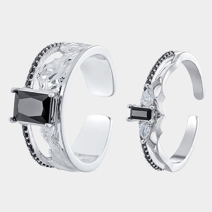 Open Rhinestone Cutout Alloy Ring