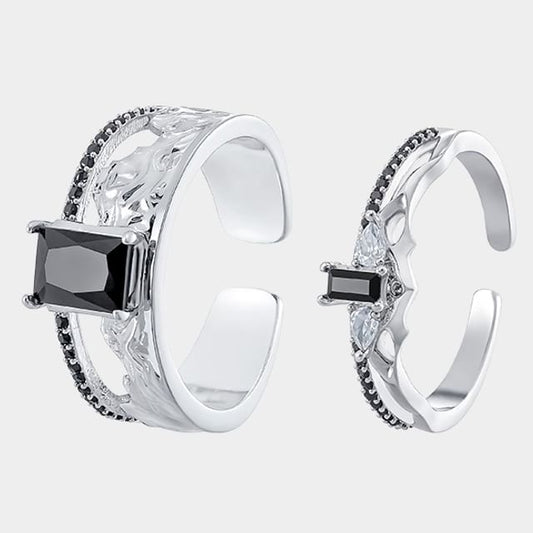 Open Rhinestone Cutout Alloy Ring