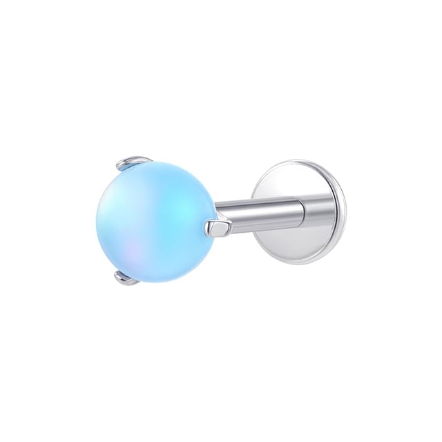 Opal Bead Barbell Earring Set - Alloy