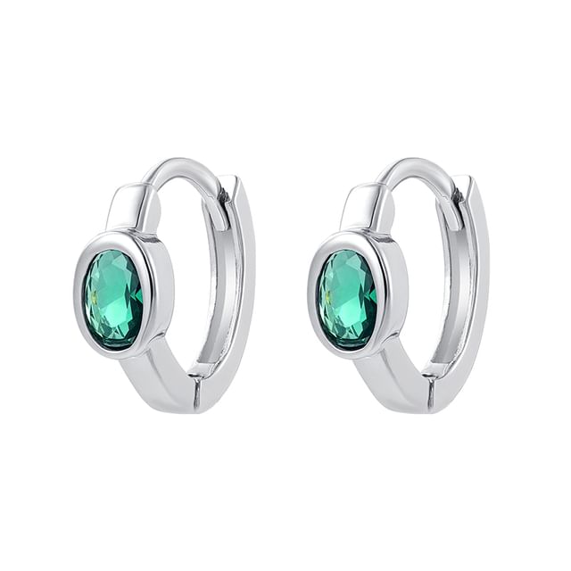 Rhinestone Huggie Earring Set - Alloy