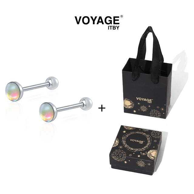 Alloy Faux Gemstone Barbell Earring