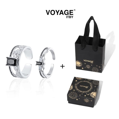 Open Rhinestone Cutout Alloy Ring