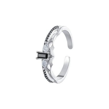 Open Rhinestone Cutout Alloy Ring