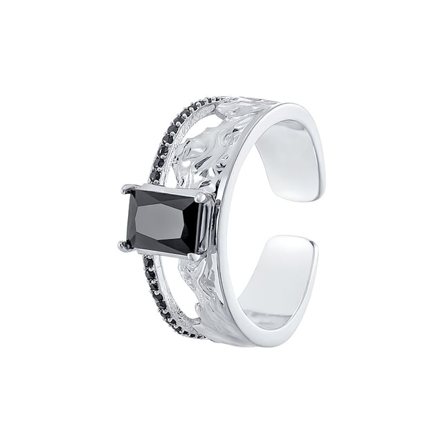 Open Rhinestone Cutout Alloy Ring