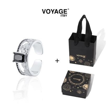 Open Rhinestone Cutout Alloy Ring