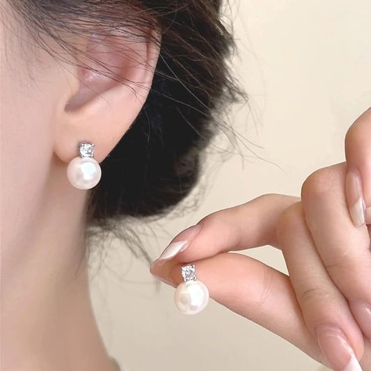 Faux Pearl Rhinestone Stud Earring / Pendant Necklace