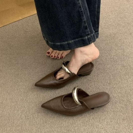 Pointed Toe Wedge Mary Jane Mules