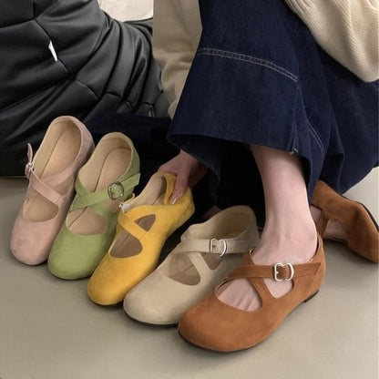 Criss Cross Hidden Wedge Mary Jane Shoes