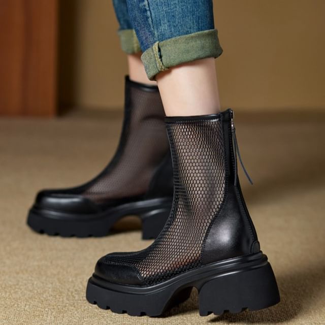 Platform Panel Mesh Short Boots