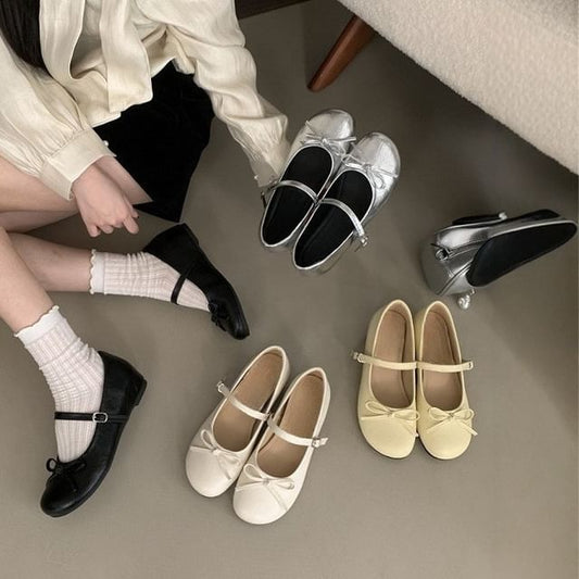 Bow Mary Jane Hidden Wedge Shoes