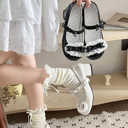 Bow Ruffle Mary Jane Pumps