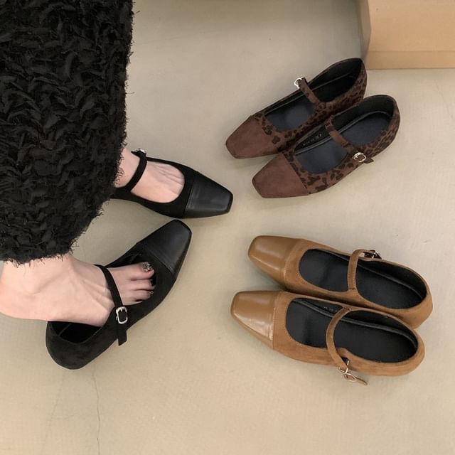 Square Cap Toe Hidden Wedge Mary Jane Pumps